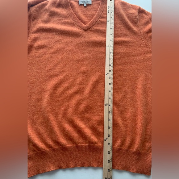 Neiman Marcus Men's Cashmere Sweater V-neck Heathered Orange Sz L - Picture 7 of 10